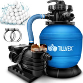 Tillvex® Zandfilter - Zandfilterpomp - 10200L/u - Blauw